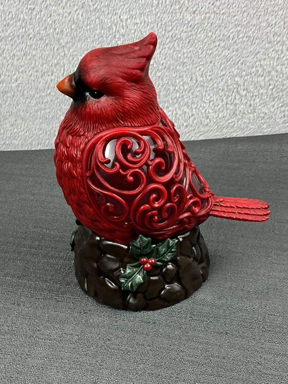 Cracker Barrel Figural Cardinal Glitter Globe Red 7.5'' With Interior Light